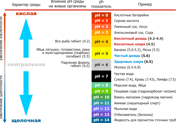 Таблица pH